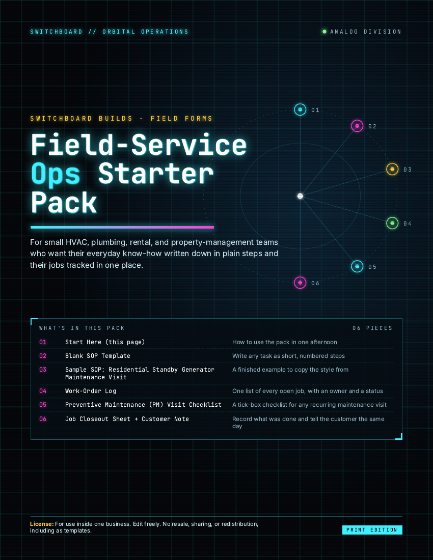 Pack cover, dark Switchboard style